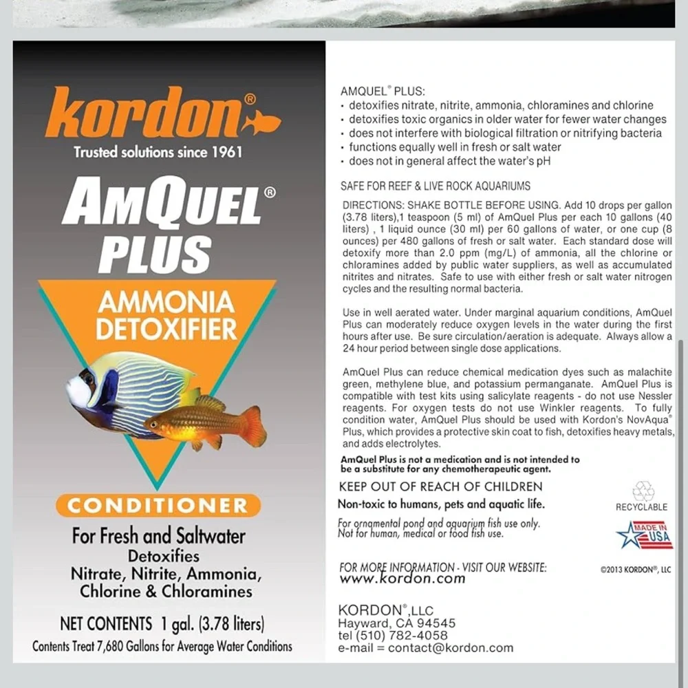 Kordon AmQuel Plus Ammonia Detoxifier Conditioner 1 Gallon
